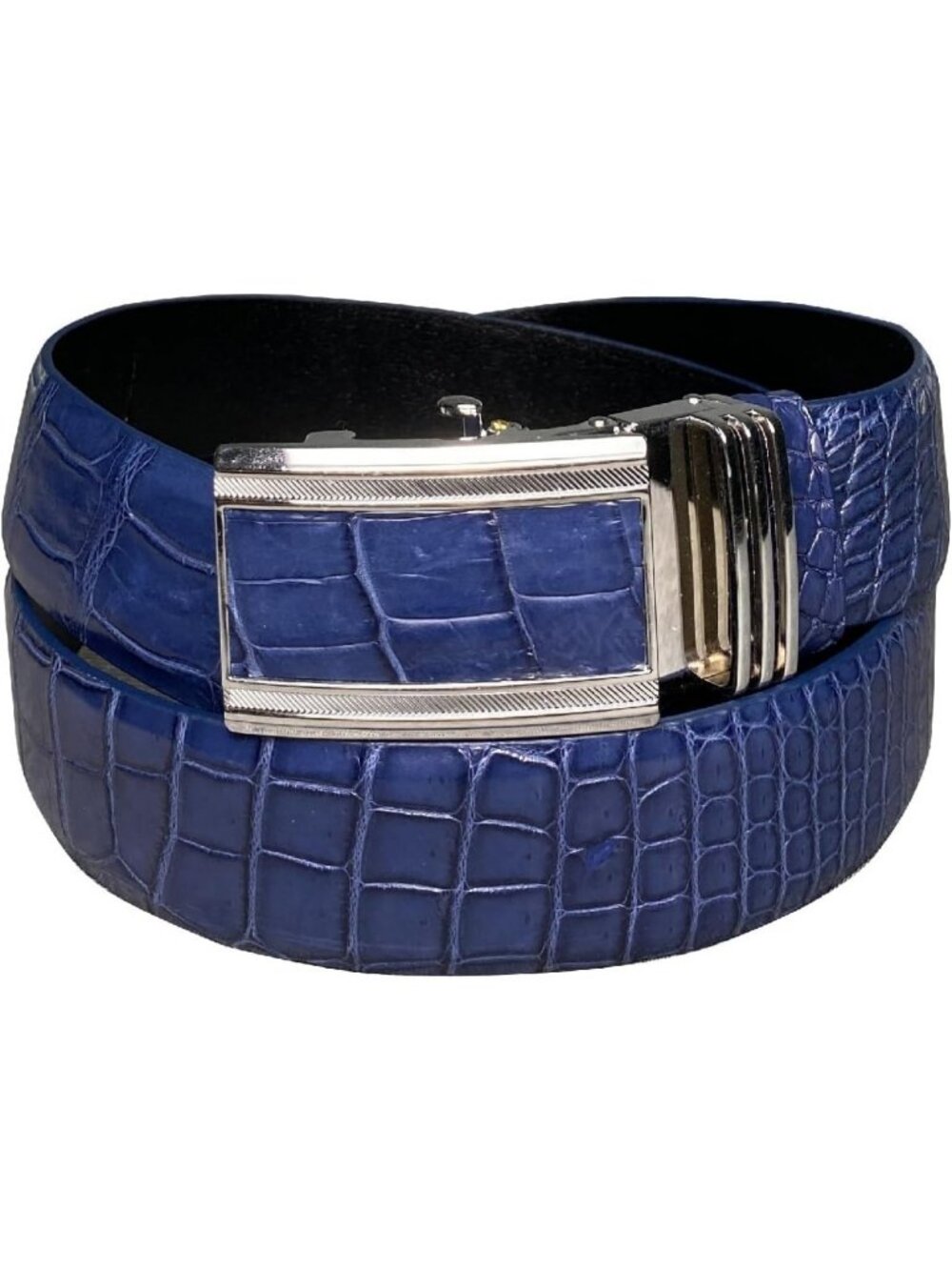 Exotic Leather Men's Belt 1.5" Wide, Textured Design & Square Pattern Fashion